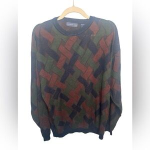 Northern Isles Vintage Geometric Knit Sweater XL 90s Abstract Crewneck